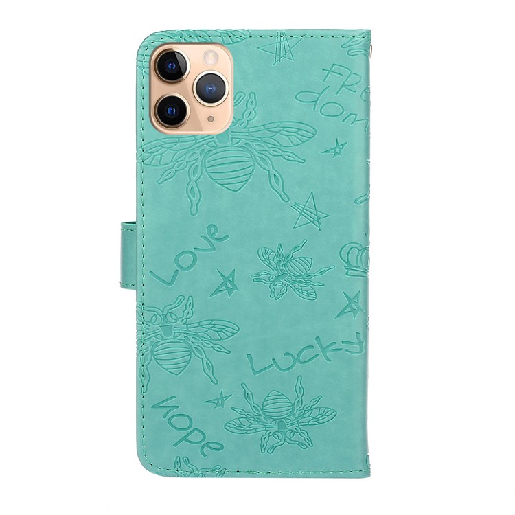 Bee Pattern Rhinestone Decor Leather Wallet Phone Case for Apple iPhone 11 Pro Max 6.5 inch - Cyan-3