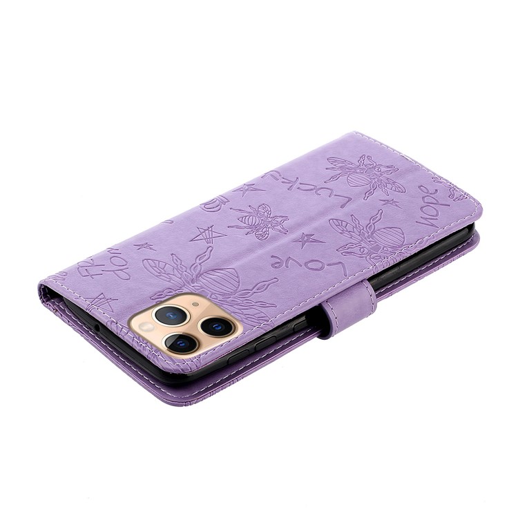Bee Pattern Rhinestone Decor Leather Wallet Phone Case for Apple iPhone 11 Pro Max 6.5 inch - Purple-5