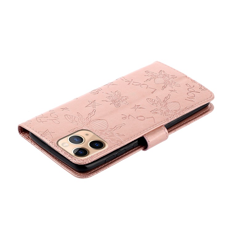 Bee Pattern Rhinestone Decor Leather Wallet Phone Case for Apple iPhone 11 Pro 5.8 inch - Rose Gold-5