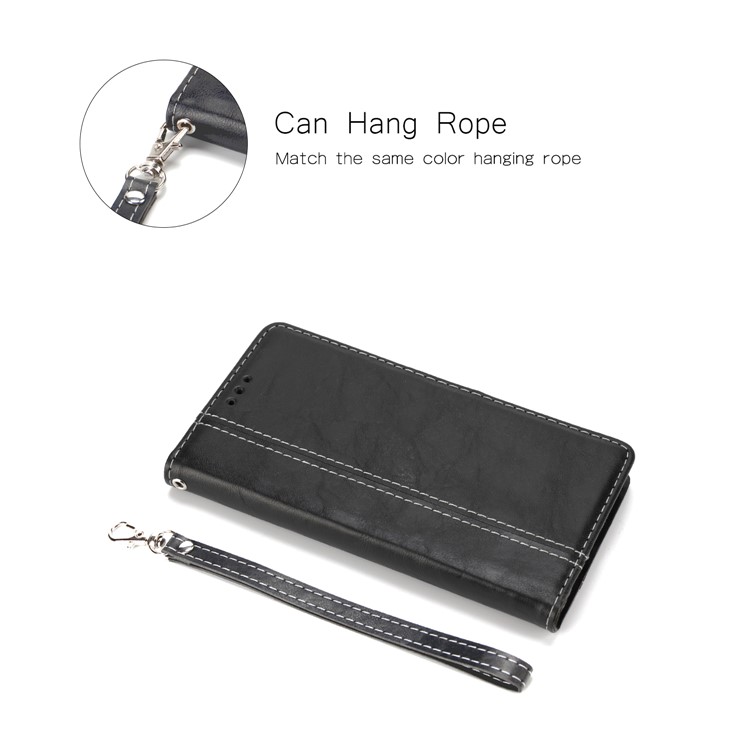 Stitching Wallet Leather Stand Case for iPhone 11 Pro Max 6.5 inch - All Black-4