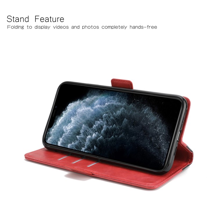 Stitching Wallet Leather Stand Case for iPhone 11 Pro Max 6.5 inch - Black / Red-3