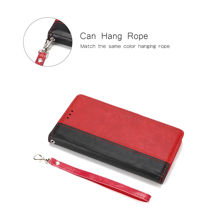 Stitching Wallet Leather Stand Case for iPhone 11 Pro Max 6.5 inch - Black / Red-4