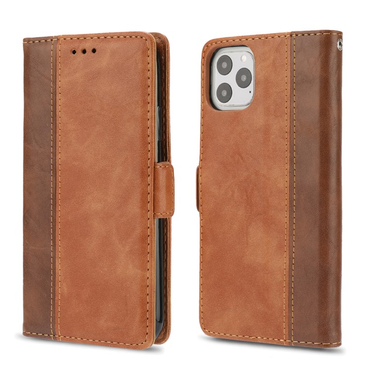 Stitching Wallet Leather Stand Case for iPhone 11 Pro Max 6.5 inch - Coffee / Brown-1