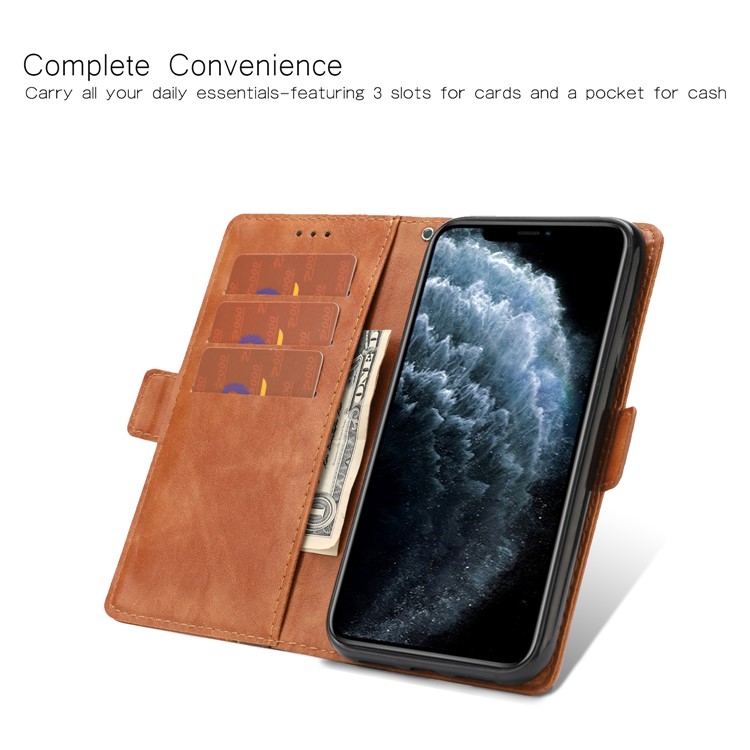 Stitching Wallet Leather Stand Case for iPhone 11 Pro Max 6.5 inch - Coffee / Brown-2
