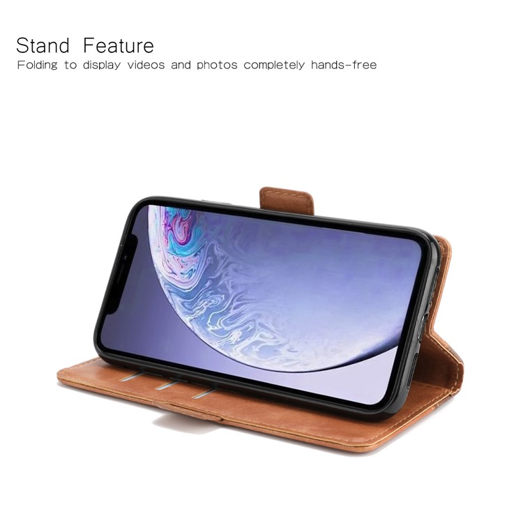 Stitching Wallet Leather Casing with Stand for iPhone 11 6.1-inch - Brown-4