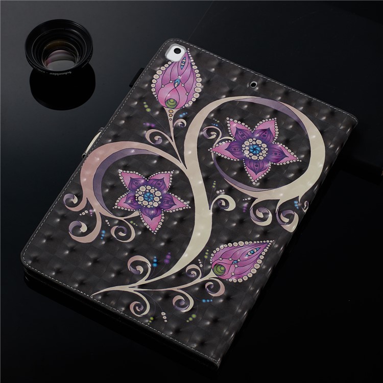 3D Pattern Printing PU Leather Stand Shell Tablet Case for iPad 10.2 (2019) - Flower-11