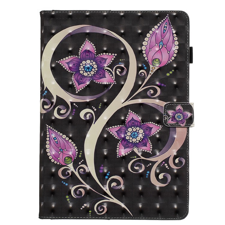 3D Pattern Printing PU Leather Stand Shell Tablet Case for iPad 10.2 (2019) - Flower-2