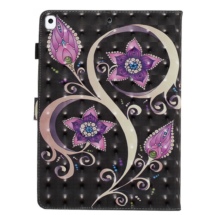 3D Pattern Printing PU Leather Stand Shell Tablet Case for iPad 10.2 (2019) - Flower-3