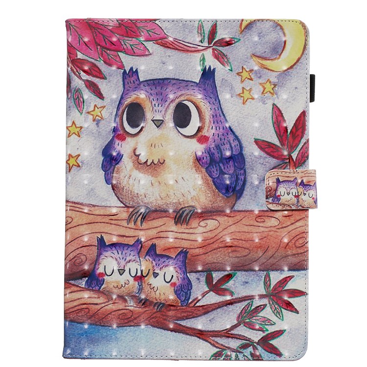 3D Pattern Printing PU Leather Stand Shell Tablet Case for iPad 10.2 (2019) - Owls-2