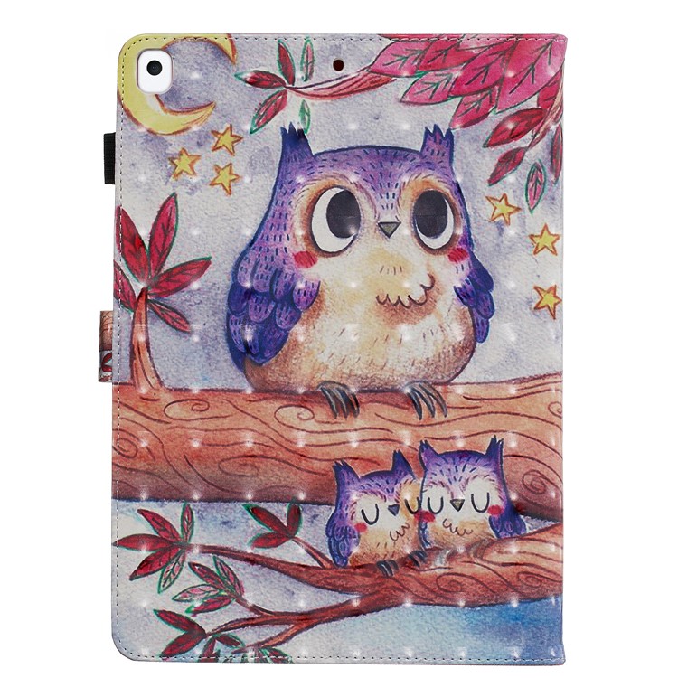 3D Pattern Printing PU Leather Stand Shell Tablet Case for iPad 10.2 (2019) - Owls-3