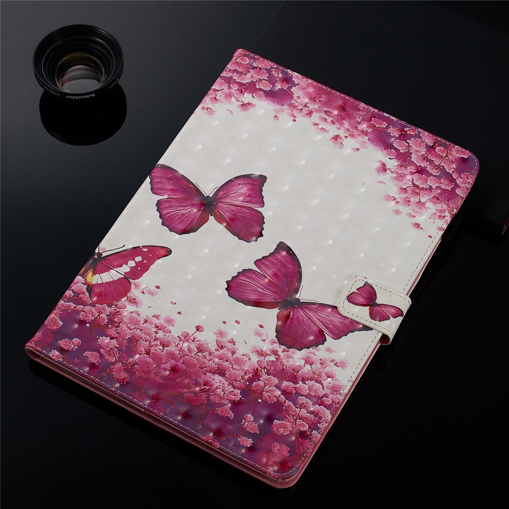 3D Pattern Printing PU Leather Stand Shell Tablet Case for iPad 10.2 (2019) - Red Butterflies-10