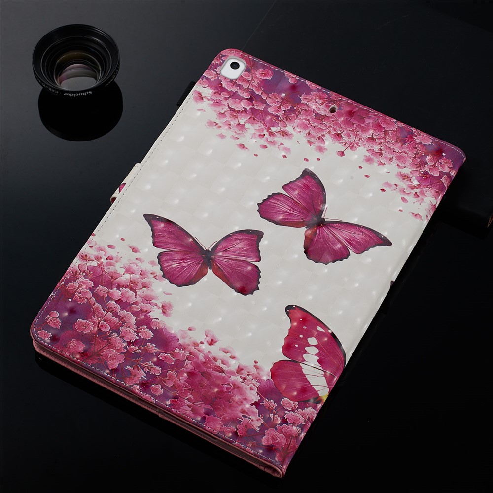 3D Pattern Printing PU Leather Stand Shell Tablet Case for iPad 10.2 (2019) - Red Butterflies-11
