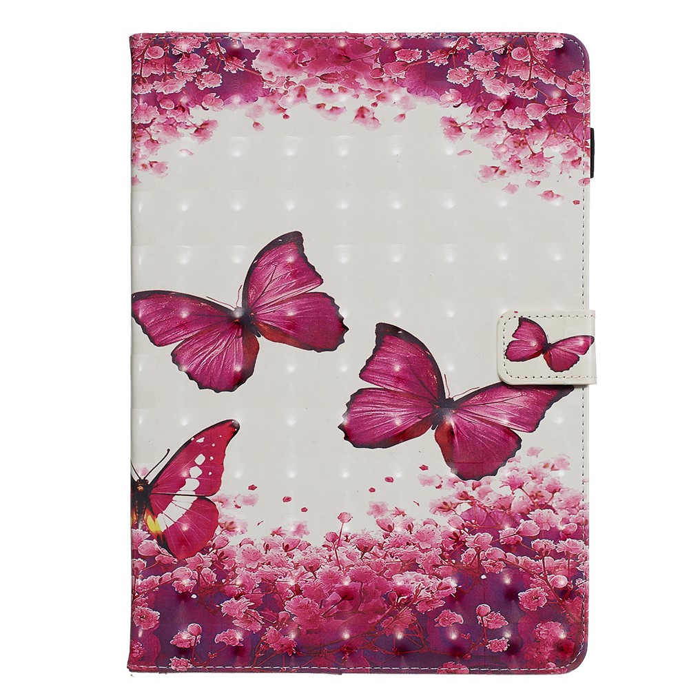 3D Pattern Printing PU Leather Stand Shell Tablet Case for iPad 10.2 (2019) - Red Butterflies-2
