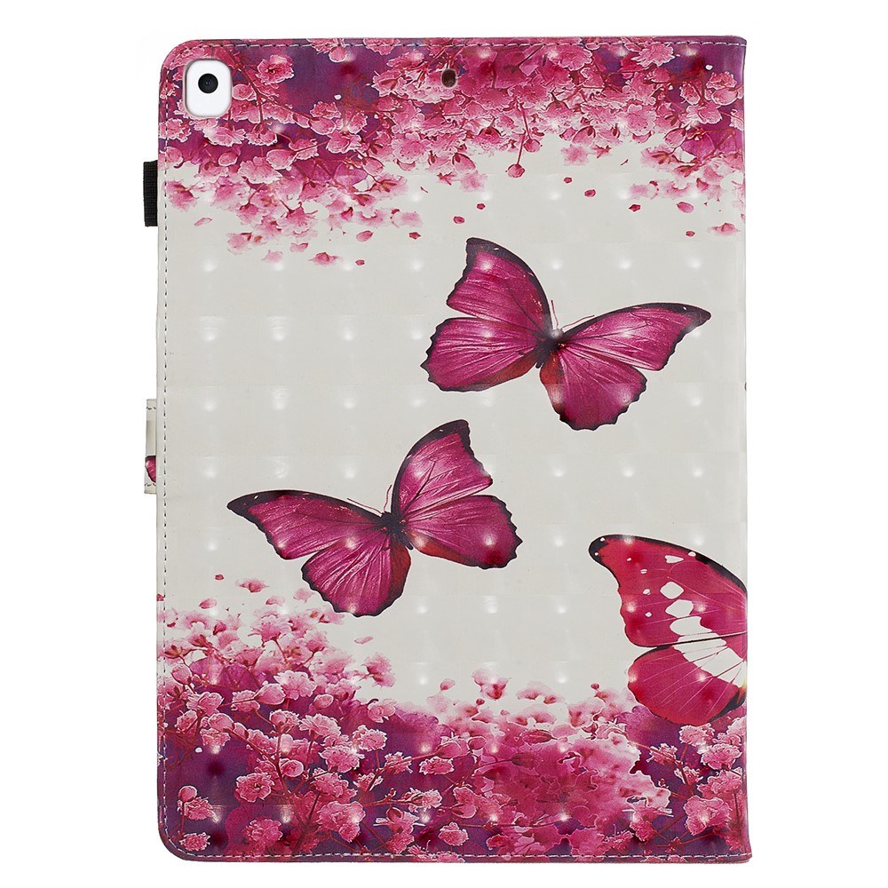 3D Pattern Printing PU Leather Stand Shell Tablet Case for iPad 10.2 (2019) - Red Butterflies-3