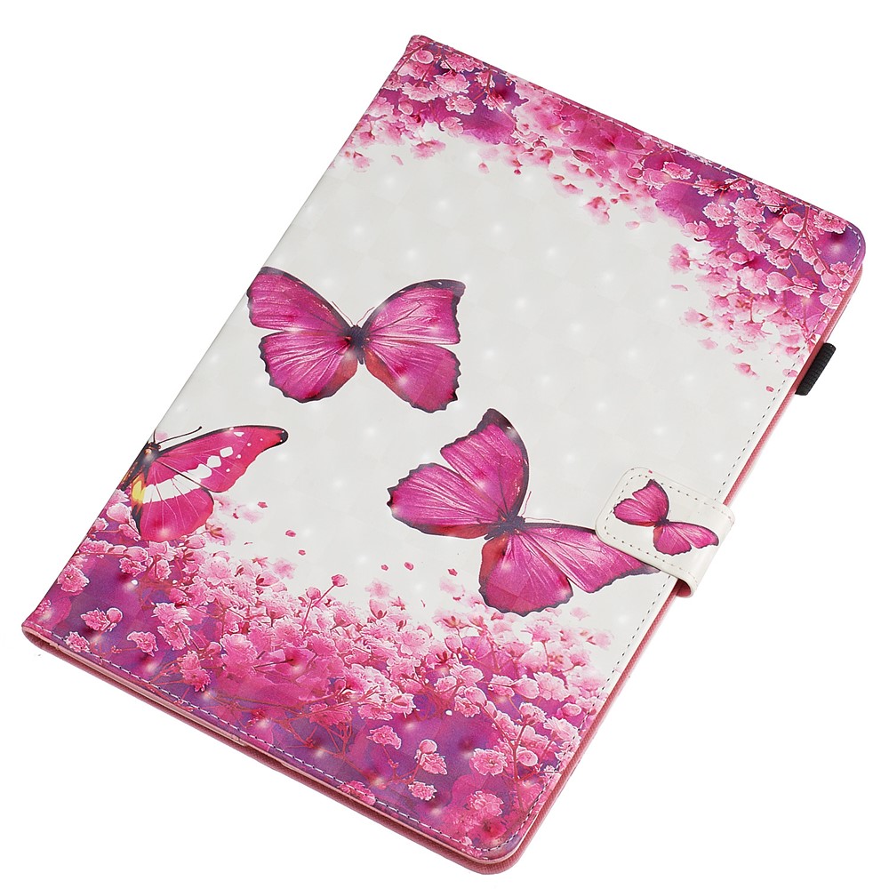 3D Pattern Printing PU Leather Stand Shell Tablet Case for iPad 10.2 (2019) - Red Butterflies-4