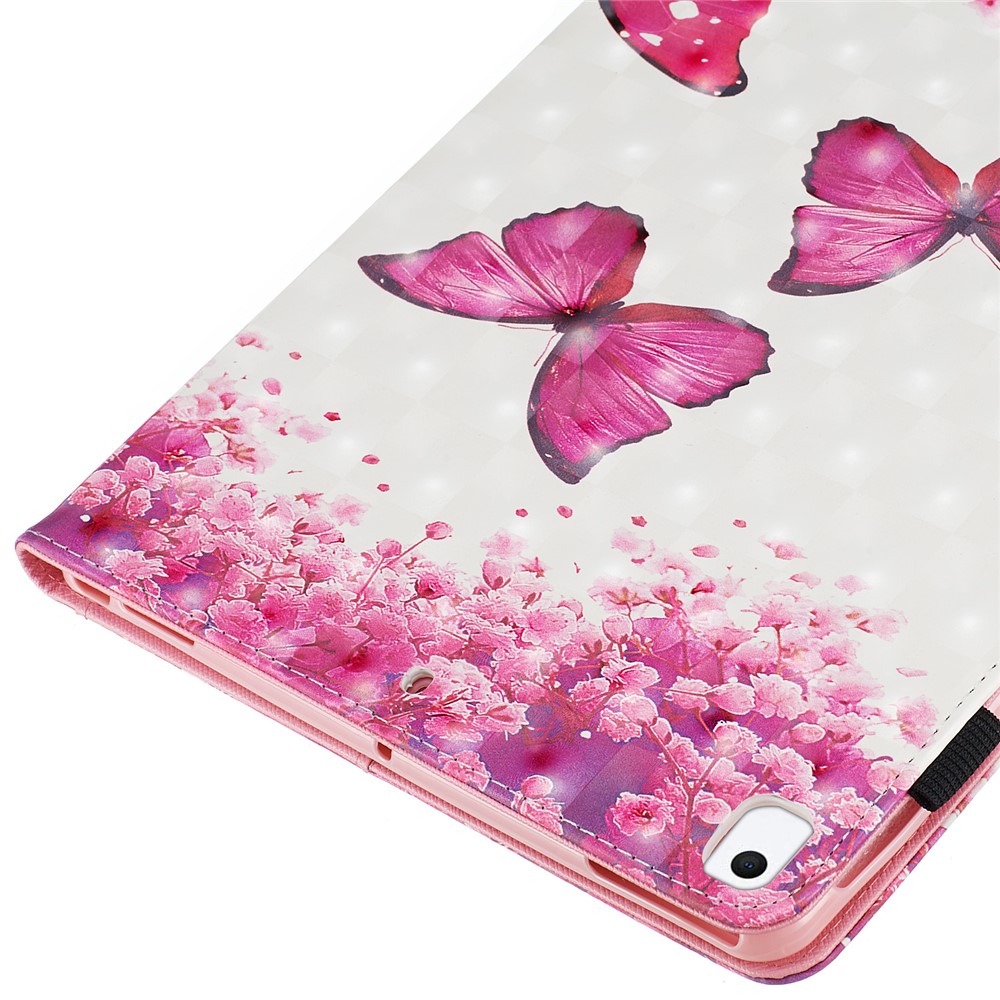 3D Pattern Printing PU Leather Stand Shell Tablet Case for iPad 10.2 (2019) - Red Butterflies-5