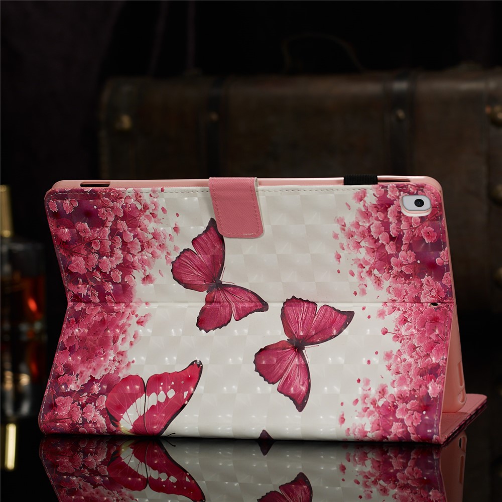 3D Pattern Printing PU Leather Stand Shell Tablet Case for iPad 10.2 (2019) - Red Butterflies-9