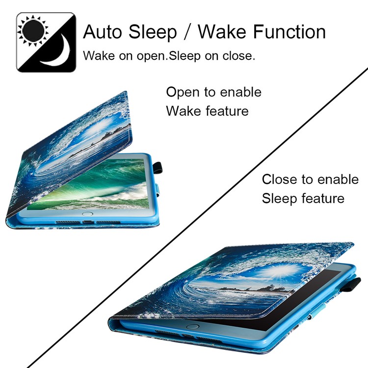 Pattern Printing PU Leather Stand Wallet Protective Tablet Case for iPad 10.2 (2019) - Sea Wave-12