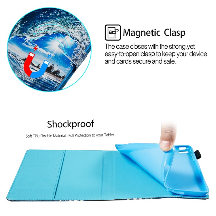 Pattern Printing PU Leather Stand Wallet Protective Tablet Case for iPad 10.2 (2019) - Sea Wave-5