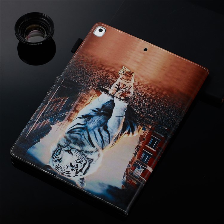 Pattern Printing PU Leather Stand Wallet Protective Tablet Case for iPad 10.2 (2019) - Cat and Tiger Reflection-11