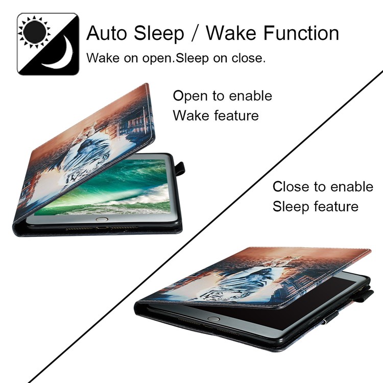 Pattern Printing PU Leather Stand Wallet Protective Tablet Case for iPad 10.2 (2019) - Cat and Tiger Reflection-12