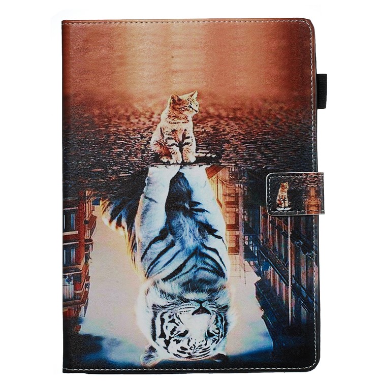 Pattern Printing PU Leather Stand Wallet Protective Tablet Case for iPad 10.2 (2019) - Cat and Tiger Reflection-2