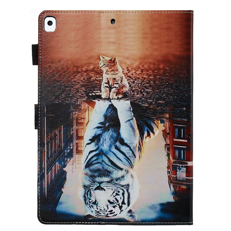 Pattern Printing PU Leather Stand Wallet Protective Tablet Case for iPad 10.2 (2019) - Cat and Tiger Reflection-3