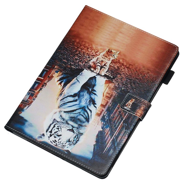 Pattern Printing PU Leather Stand Wallet Protective Tablet Case for iPad 10.2 (2019) - Cat and Tiger Reflection-4
