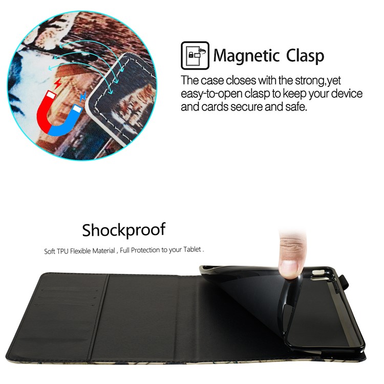 Pattern Printing PU Leather Stand Wallet Protective Tablet Case for iPad 10.2 (2019) - Cat and Tiger Reflection-5