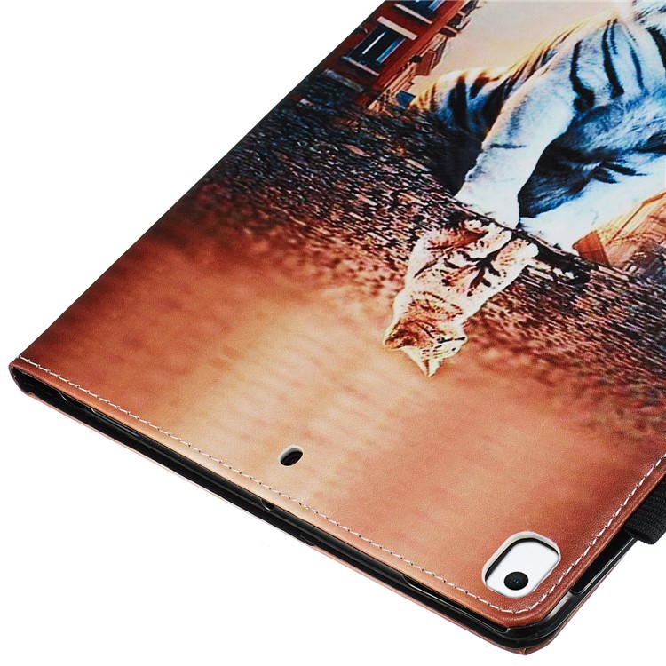 Pattern Printing PU Leather Stand Wallet Protective Tablet Case for iPad 10.2 (2019) - Cat and Tiger Reflection-8