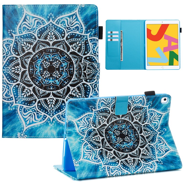 Pattern Printing PU Leather Stand Wallet Protective Tablet Case for iPad 10.2 (2019) - Mandala Flower-1