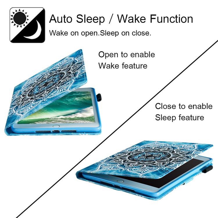 Pattern Printing PU Leather Stand Wallet Protective Tablet Case for iPad 10.2 (2019) - Mandala Flower-12