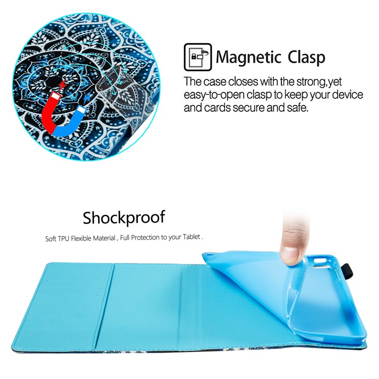 Pattern Printing PU Leather Stand Wallet Protective Tablet Case for iPad 10.2 (2019) - Mandala Flower-5