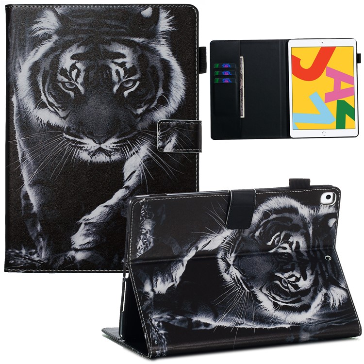 Pattern Printing PU Leather Stand Wallet Protective Tablet Case for iPad 10.2 (2019) - Tiger-1