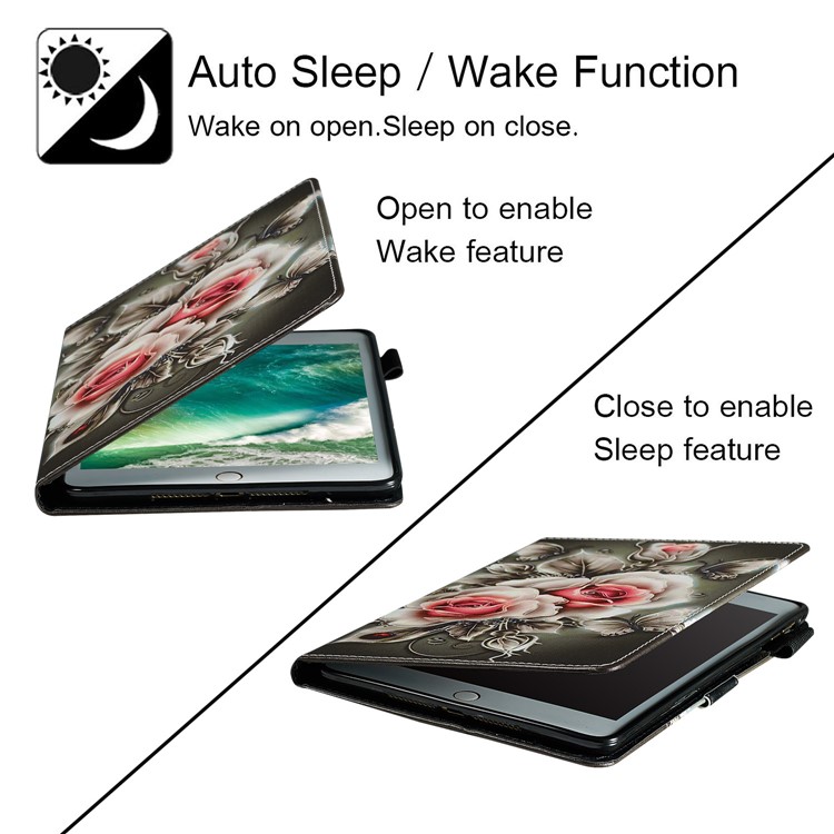 Pattern Printing PU Leather Stand Wallet Protective Tablet Case for iPad 10.2 (2019) - Flowers-12