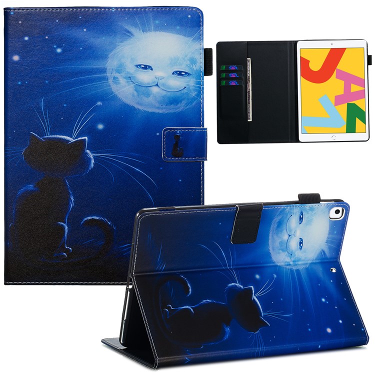 Pattern Printing PU Leather Stand Wallet Protective Tablet Case for iPad 10.2 (2019) - Luminous Cat Face-1