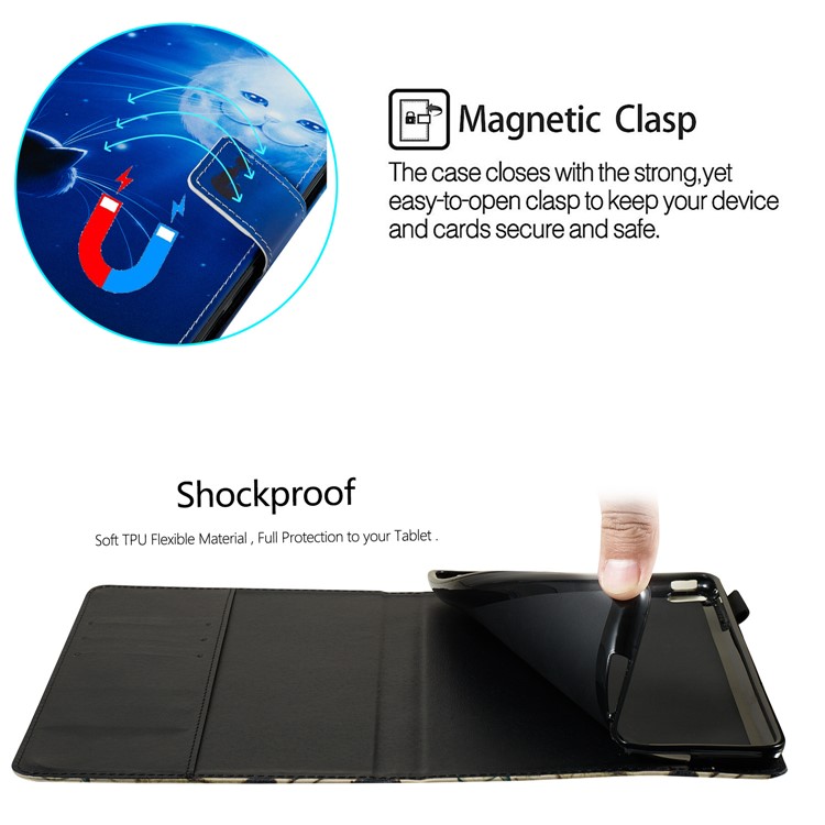 Pattern Printing PU Leather Stand Wallet Protective Tablet Case for iPad 10.2 (2019) - Luminous Cat Face-5