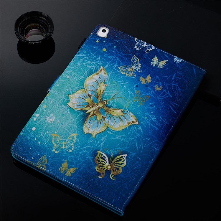 Pattern Printing Leather Wallet Stand Tablet Case for iPad 10.2 (2019) - Gold Butterflies-11