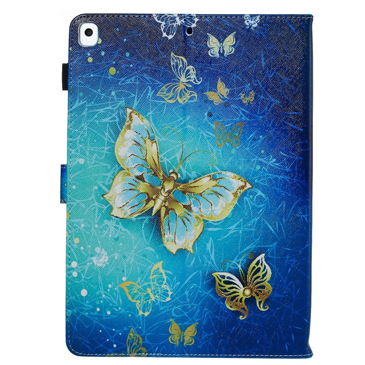 Pattern Printing Leather Wallet Stand Tablet Case for iPad 10.2 (2019) - Gold Butterflies-3