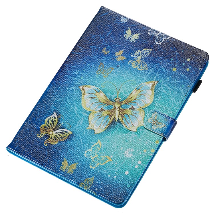 Pattern Printing Leather Wallet Stand Tablet Case for iPad 10.2 (2019) - Gold Butterflies-4