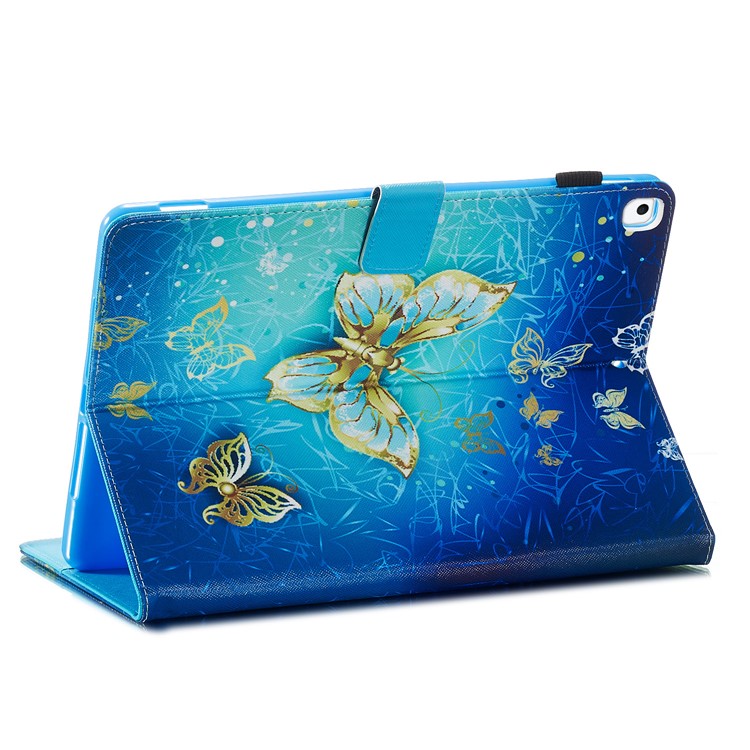 Pattern Printing Leather Wallet Stand Tablet Case for iPad 10.2 (2019) - Gold Butterflies-8