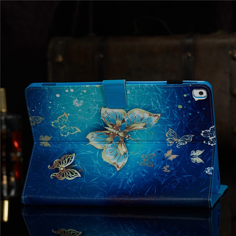 Pattern Printing Leather Wallet Stand Tablet Case for iPad 10.2 (2019) - Gold Butterflies-9