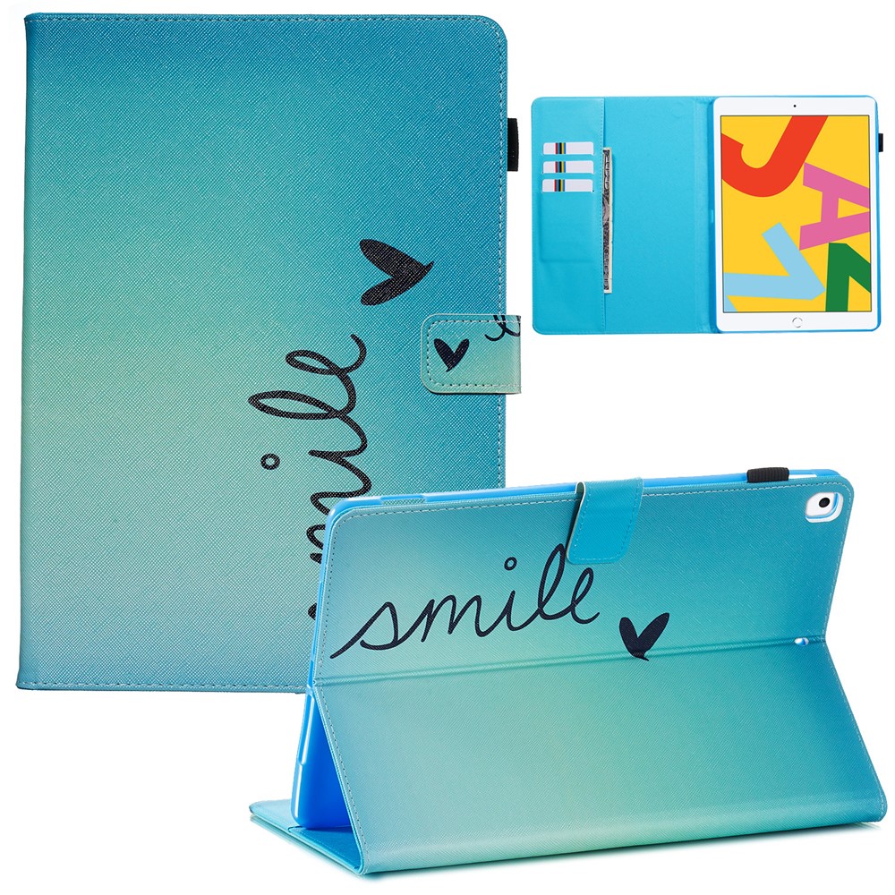 Pattern Printing Leather Wallet Stand Tablet Case for iPad 10.2 (2019) - Smile-1