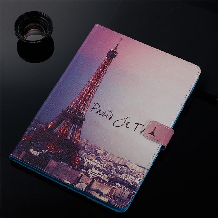 Pattern Printing Leather Wallet Stand Tablet Case for iPad 10.2 (2019) - Eiffel-10