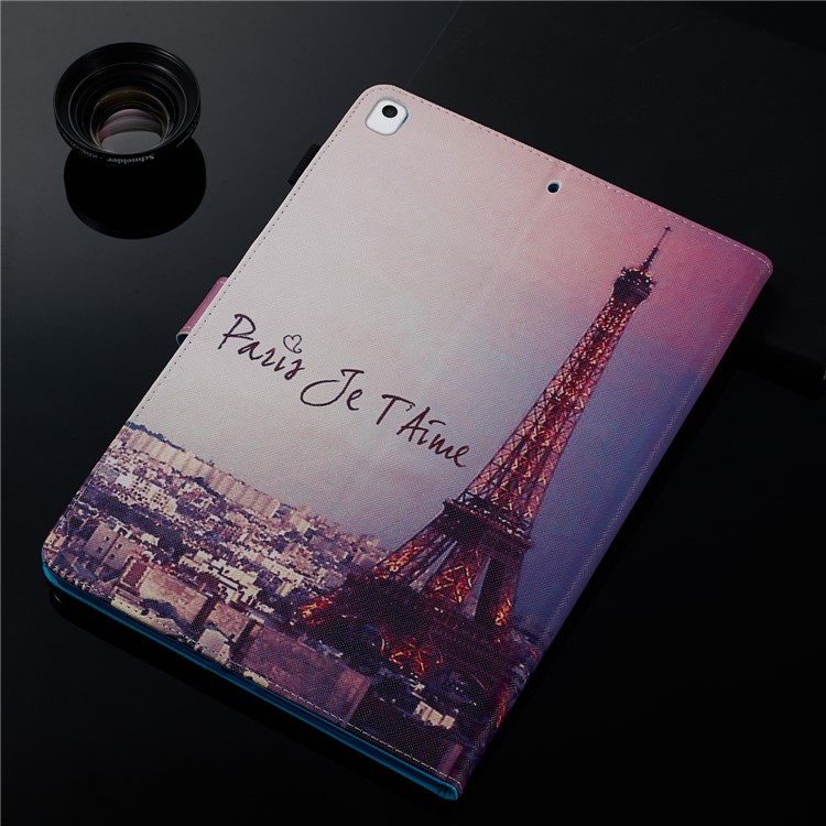 Pattern Printing Leather Wallet Stand Tablet Case for iPad 10.2 (2019) - Eiffel-11