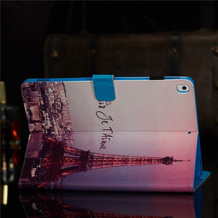Pattern Printing Leather Wallet Stand Tablet Case for iPad 10.2 (2019) - Eiffel-9