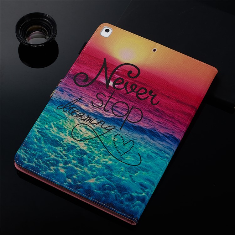 Pattern Printing Leather Wallet Stand Tablet Case for iPad 10.2 (2019) - Never Stop Dreaming-11