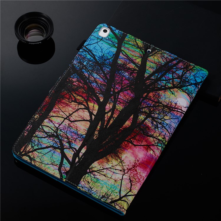 Pattern Printing Leather Wallet Stand Tablet Case for iPad 10.2 (2019) - Colorful Tree-11