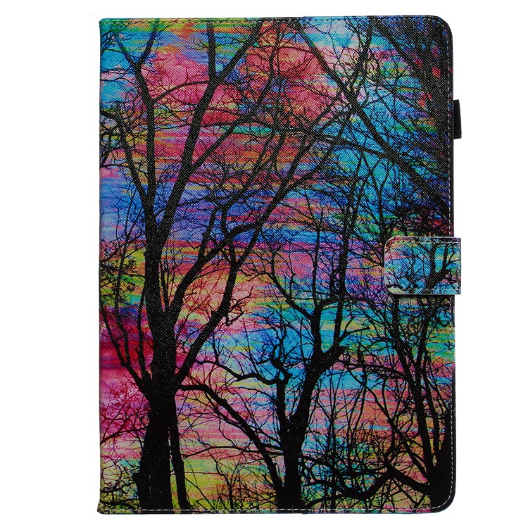 Pattern Printing Leather Wallet Stand Tablet Case for iPad 10.2 (2019) - Colorful Tree-2