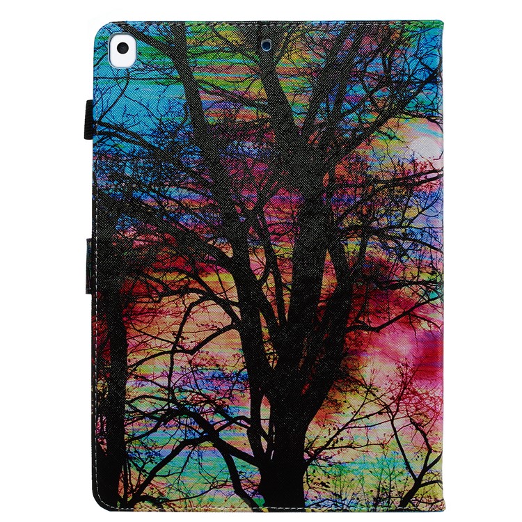 Pattern Printing Leather Wallet Stand Tablet Case for iPad 10.2 (2019) - Colorful Tree-3